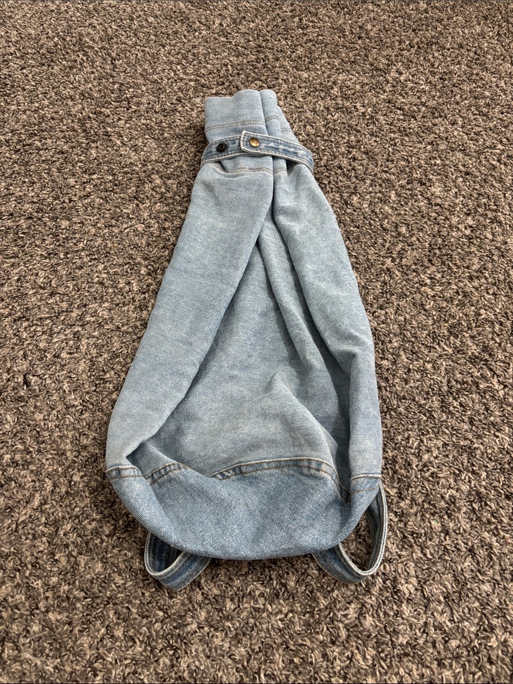 NY Line Denim Jean Cinch Napsack Backpack large boho vintage 90s school summer